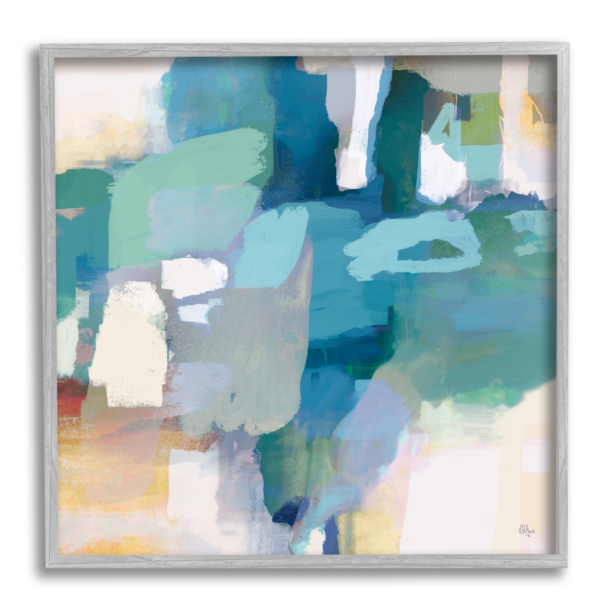 Stupell Industries Layered Blue Paint Strokes Dense Abstract Painting Painting Gray Framed Art Print Wall Art, Design by Lisa Ridgers