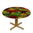 thumbnail image 3 of Nawypu Fall Maple Leaf Orange Round Edged Table Cover，Colorful Autumn Maple Leaves in Unusual Designs Nature Print Circular Table Cloth for Thanksgiving Day Dining Room Kitchen Decoration, Red Yellow, 3 of 7