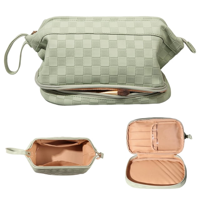 Bolsa de maquillaje Abiudeng, grande, verde, impermeable para mujer