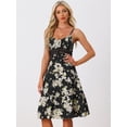 thumbnail image 3 of DARING DIVA Women's Floral Print Crochet Panel Midi Dresses XS Black, 3 of 6