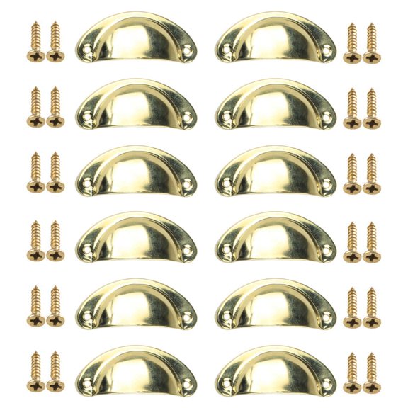 12 Pulls Cup Pull Handles Knobs Shell Ear-Like Handle Knobs for Cabinet Dresser Drawer Bin (with Screws) Yellow