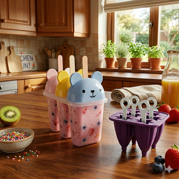 Set Moldes Paletas Hielo Oso y Estrellas 10 Cavidades