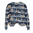 thumbnail image 5 of larppty Women's Ugly Christmas Sweatshirts with Print Funny Graphic Sweater for Xmas Party （Navy, XL）, 5 of 6