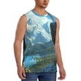 thumbnail image 2 of Uemuo Majestic Eagle Over Castle Pattern Men's Sleeveless T-Shirt,Muscle Athletic Tank Top, Moisture-wicking Quick-dry Breathable Classic Tee Top for Gym Run Outdoor Sports-X-Large, 2 of 8