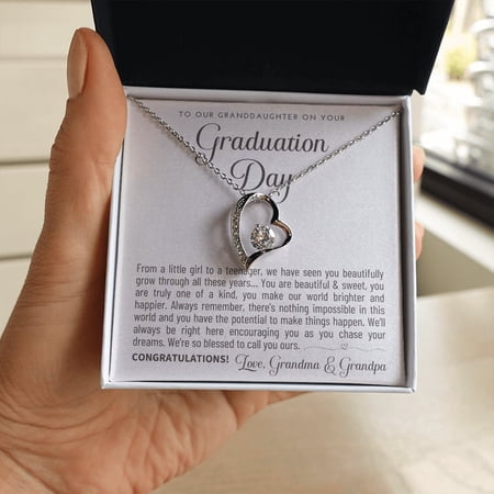 Granddaughter Graduation Gift from Grandma & Grandpa, Gift for Granddaughter Graduation, Granddaughter Graduation Necklace Jewelry with Box and Message Card
