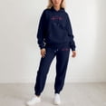 thumbnail image 2 of Kcolen Womens Sweatsuits 2 Piece Set Heartbeat Print Casual Tracksuit Sets Oversized Graphic Hoodies with Jogger Sweatpants Set Valentine's Day Gifts Dark Blue, 2 of 5