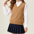 thumbnail image 2 of HAiming School Uniforms Vest for Kids Sleeveless Warm Solid Color Casual V Neck Vests Fall Winter Going out Undershirts, 2 of 8