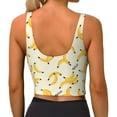 thumbnail image 3 of Haiem Banana Pattern Womens Sports Bra - U Neck Padded Low Impact Yoga Bra Workout Crop Top Gym Moisture-Wicking Workout Vest -, 3 of 9