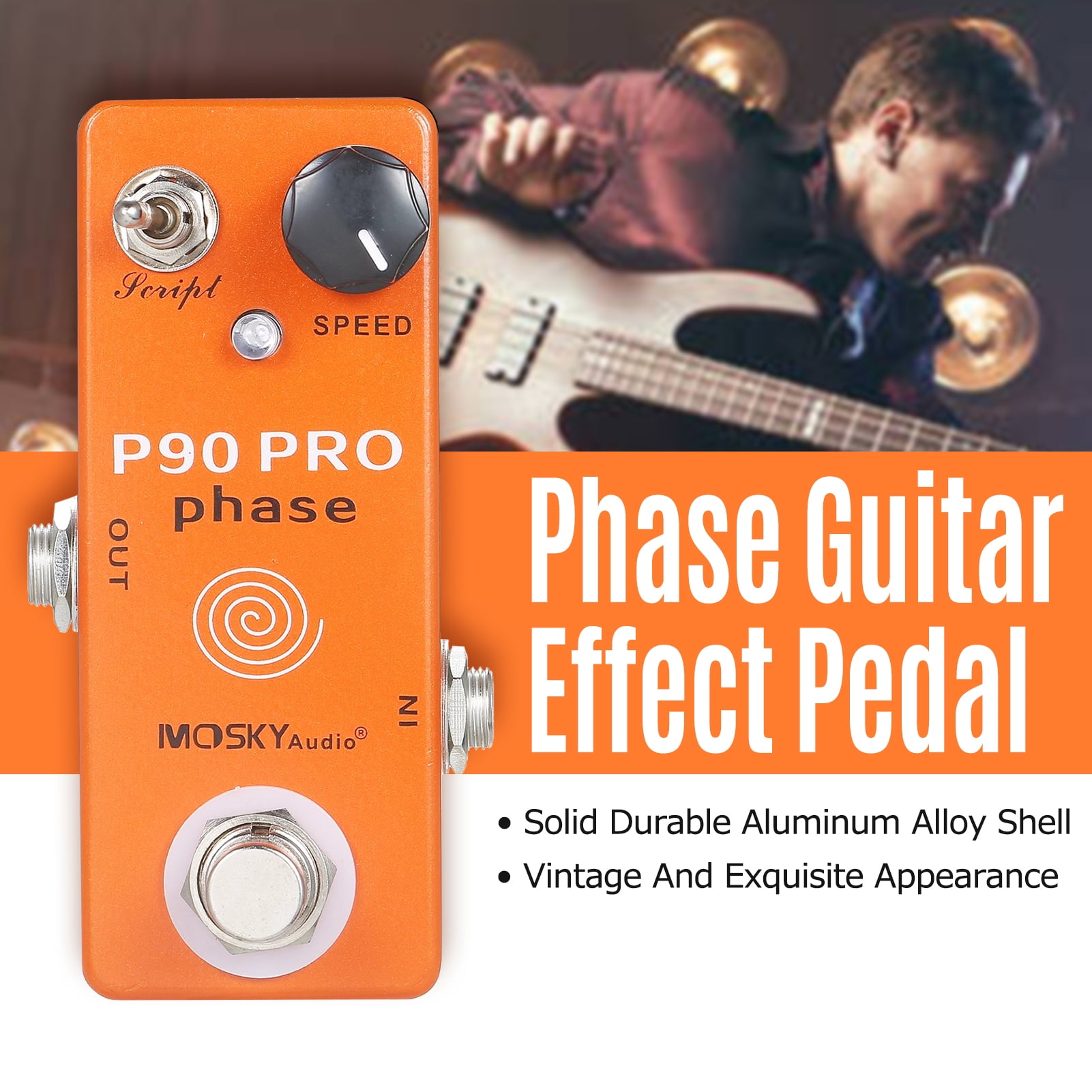 MOSKYaudio P90 PRO PHASE - Mini Vintage Phaser Guitar Effects Pedal