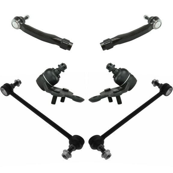 TRQ 6 Piece Kit Tie Rod End Lower Ball Joint Stabilizer Sway Bar End Link PSA59858