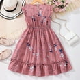 thumbnail image 4 of Tween Girls Summer Dress With Floral Print Waistband Flounce Hem Casual School Outfit Clothes for Kids Size 10-11T, 4 of 7