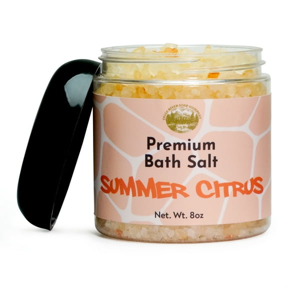 Summer Citrus Salt Scrub - 8oz Detox Bath Salt Body Scrub, Great as a Face Scrub & Exfoliating Body Scrub for Acne Scars, Stretch Marks, Foot Scrub, Great Gifts For Women - Falls River Soap Company