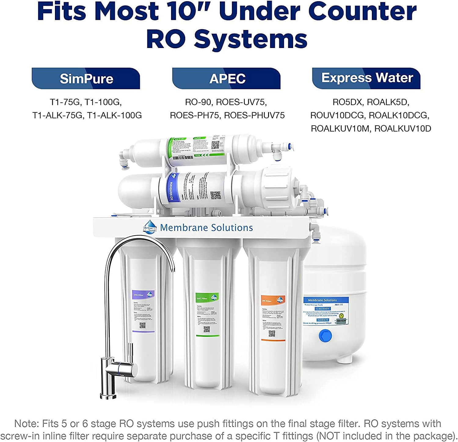 Membrane Solutions 36 GPD Complete Replacement Filter Set For Under Sink APEC 5/6/7 Stage Reverse Osmosis System