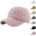 thumbnail image 4 of FAWUUDO Wool Blend Visor Beanie Warm Classic Cable Knit Hat with Sun-Blocking Brim for Large Heads, 4 of 4