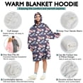 thumbnail image 5 of Wearable Oversized Blanket,Dark Purple Cartoon Unicorn Flower Pattern Wearable Blanket Hoodie for Adults,Cozy Hooded Blankets with Super Pockets,Super Warm Fuzzy Pullover for Women & Men, 5 of 6
