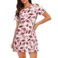 thumbnail image 1 of Vsdgher Motif Football Rouge Chemise de Nuit à Manches Courtes Col Rond Mignonne Robe de Nuit Confortable, 1 of 6