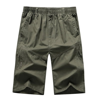 Men s casual elastic waist loose multi pocket cargo shorts
