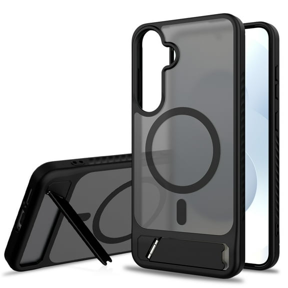 Allytechgroup Case for Samsung Galaxy S25 plus/S25  with Kickstand [Compatible with MagSafe], Slim Stand Lightweight Hard PC Back Shell & Soft TPU Bumper Shockproof Cover Anti-Slip Phone Cover, Black