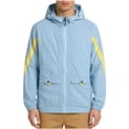 thumbnail image 3 of GUZOM Mens Hooded Windbreaker Jacket Lightweight Windproof Water Resistant Nylon Spandex Striped Sleeves Full Zip Blue,Size M, 3 of 4
