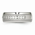 thumbnail image 3 of Solid Stainless Steel Men's Half Round Grooved CZ Cubic Zirconia Wedding Band Ring Comfort-Fit Size 12.5, 3 of 8