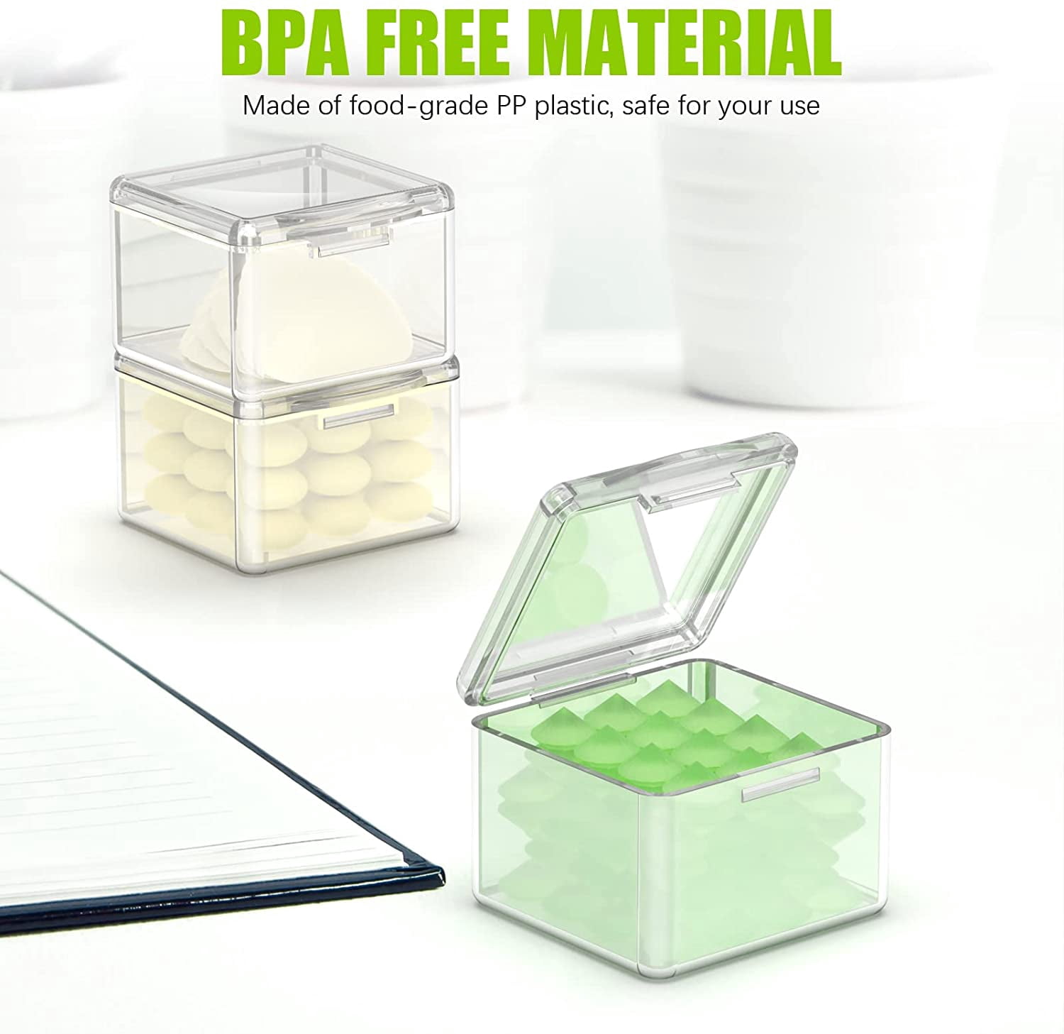 30 Packs Plastic Stackable Organizer Container with Lids, Mini Containers for Beads, Glitter, Slime, Paint or Seed Storage - Black (Transparent)