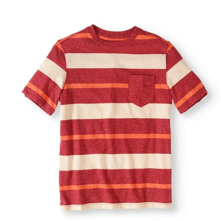 Boys' Short Sleeve Stripe Crewneck Pocket Tee