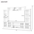 thumbnail image 7 of Large Entertainment Wall Unit with Bridge, Modern TV Console Table for TVs Up to 70", Multifunctional TV Stand with Tempered Glass Door for Living Room, White, 7 of 7