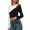 Black, variant on HUITKMM Oversized Tshirt Women Fall Winter Slim Fit Ribbed Crop Top Long Sleeve T Shirt Contrast Color Casual Streetwear Tee Shirt