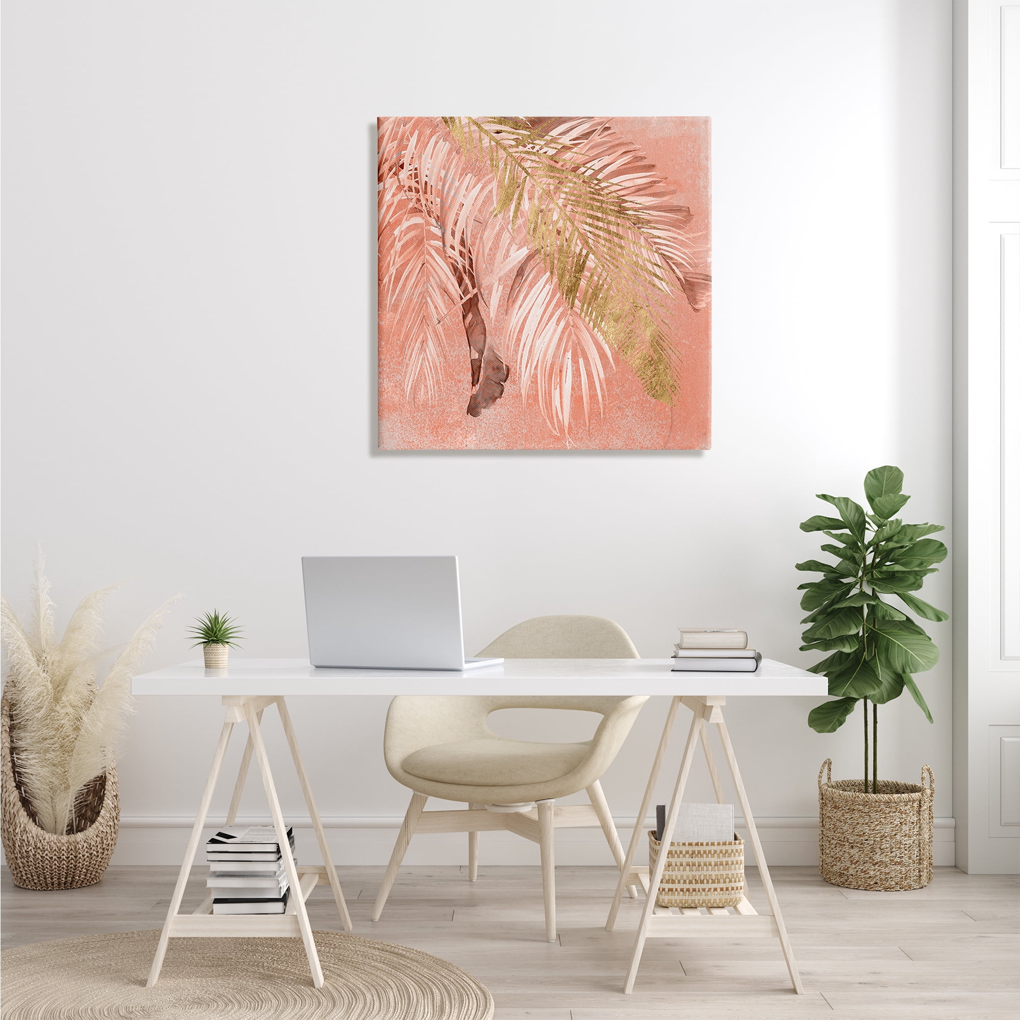 Stupell Industries Falling Palm Tree Fronds Tropical Pink Plants, 30 x 30, Design by Jennifer Paxton Parker