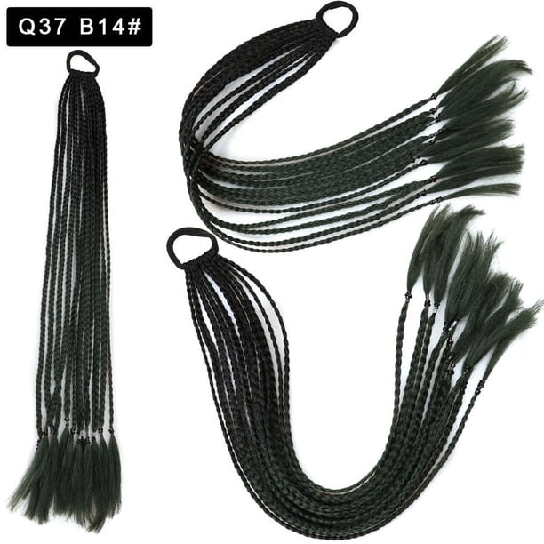 Zhuge 2 piezas de extensiones de cabello trenzado de colores, accesorios para extensiones de cabello trenzado con bandas de goma sintéticas para mujeres, de negro a verde grisáceo