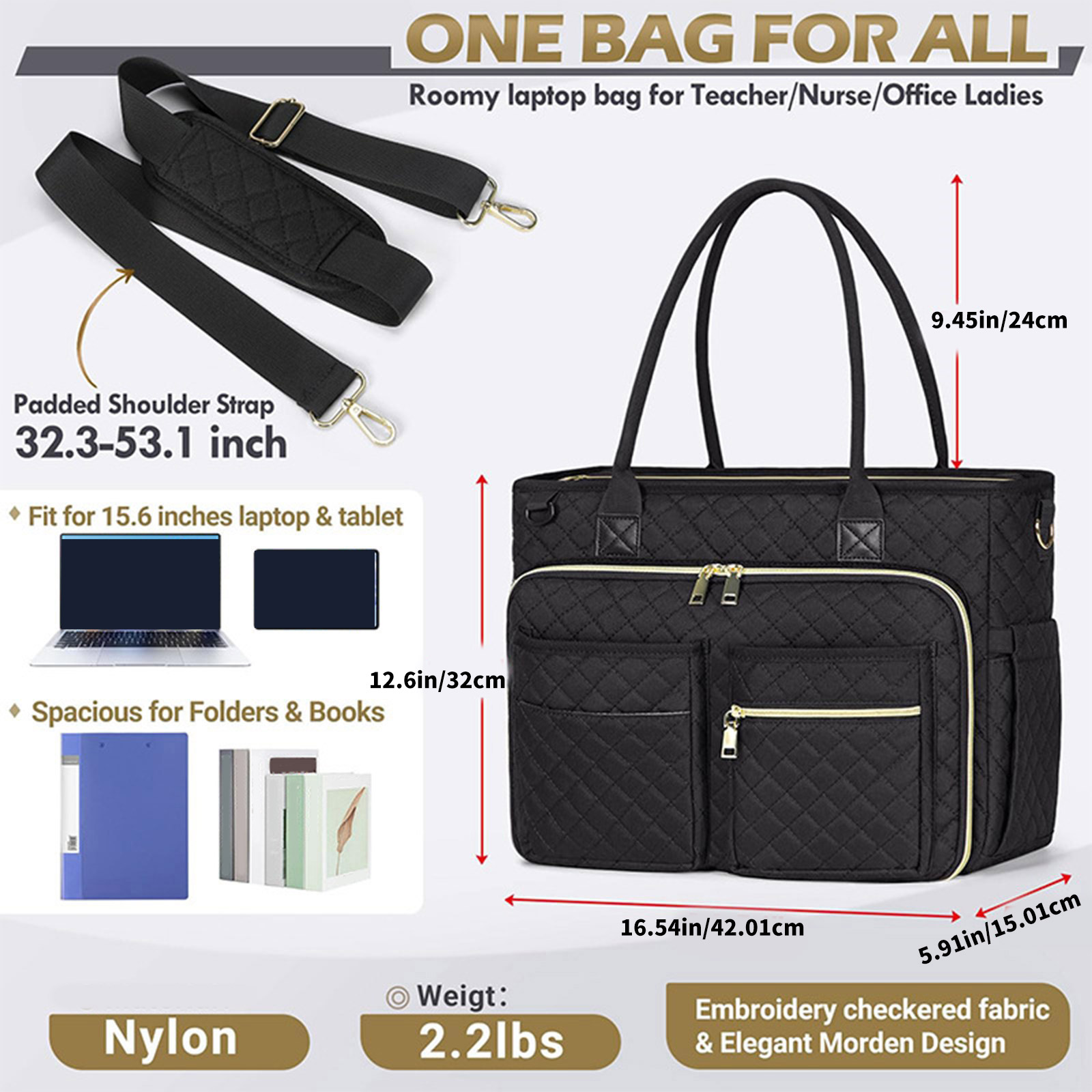 Teacher Toted Bag Work Laptop Bag with Cup Holder,Nurse Bags Professional Briefcases Business Computer Purses Handbag