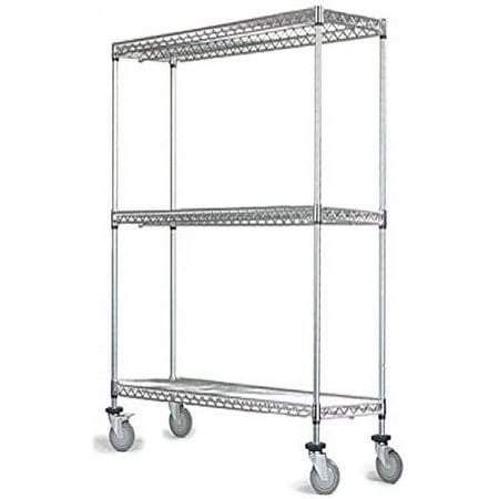 

24 Deep x 72 Wide x 69 High 3 Tier Stainless Steel Wire Mobile Shelving Unit with 1200 lb Capacity