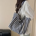 thumbnail image 5 of Hfnxid Striped Canvas Tote Handbag for Women Vertical Stripe Large Capacity Shoulder Bag for Shopping Travel, 5 of 5