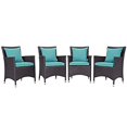 thumbnail image 1 of Modway de 4 Coussins de Fauteuil de Patio Extérieur en Osier pour Salle à Manger, 1 of 6