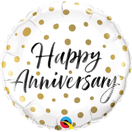 Gold Dots Happy Anniversary 18" Foil Balloon