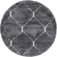 thumbnail image 1 of Unique Loom Rabat Shag Lattice Design Rug 5' x 5' Round Gray/Ivory, 1 of 1