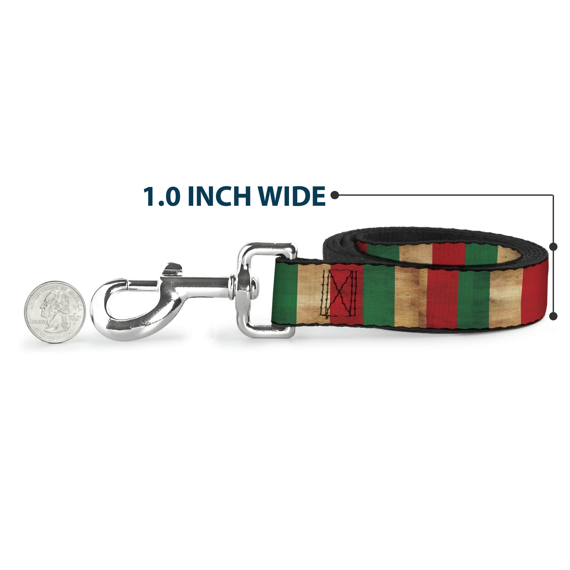 Buckle-Down Pet Leash, Dog Leash, Italy Flag Continuous Vintage, 6 Feet Long 1.0 Inch Wide