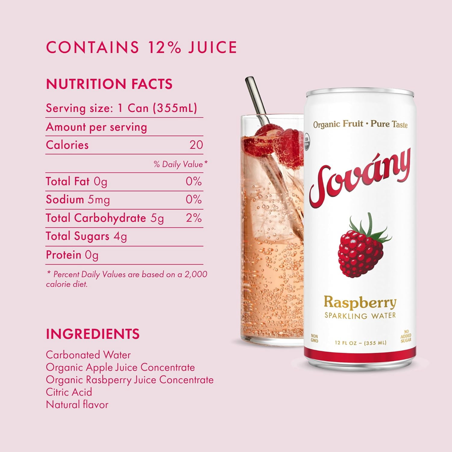 (Pack Of 6) Sovany Water Sparkling Remarkable Raspberry 4 Pack 48 Fo