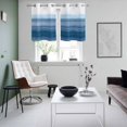 thumbnail image 4 of Haze Blue White Ombre Kitchen Curtains Small Short 39 Inch Length, Vintage Gradient Striped Aesthetics Grommet Bedroom Living Room Curtains, Light Filtering Cafe Curtain Drapes 2 Panels Set 55''x39'', 4 of 9