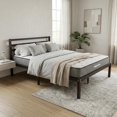 thumbnail image 1 of Juego de Base Cama de Metal y Colchón Matrimonial 135x190 Memory Foam cm 18 cm Firmeza Media cafe, 1 of 6