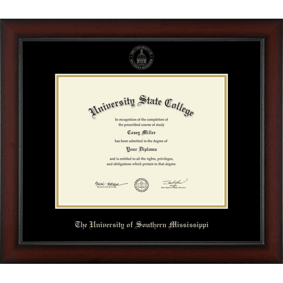 The University of Southern Mississippi Diploma Frame, Document Size 11" x 8.5"