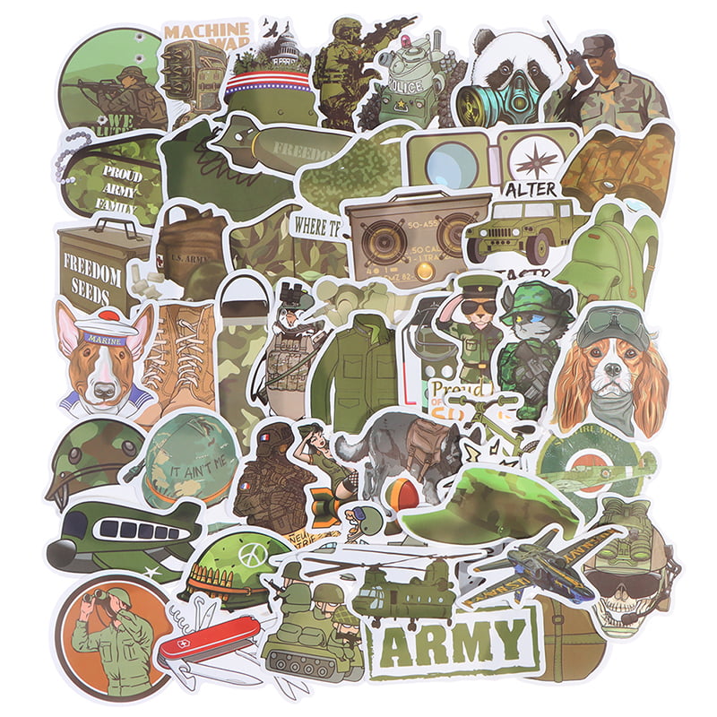 Military Army Stickers Skateboard Vinyl Decals Laptop Luggage Car Sticker 50Pcs