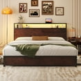 thumbnail image 6 of Fluest King Bed Frame with 2-Tier Storage Headboard, USB Port and LED Light, 4 Storage Drawers, Rustic Brown, 6 of 7