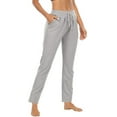thumbnail image 5 of Hanerdun Women Fitness Pants with Split Hem Female Sports Bottom Light Gray S, 5 of 6