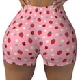 thumbnail image 2 of Haiem Strawberry and Ladybugs No Front Seam Biker Shorts for Women Yoga Workout Gym Bike Shorts with Tummy Control Moisture-Wicking-Small, 2 of 9