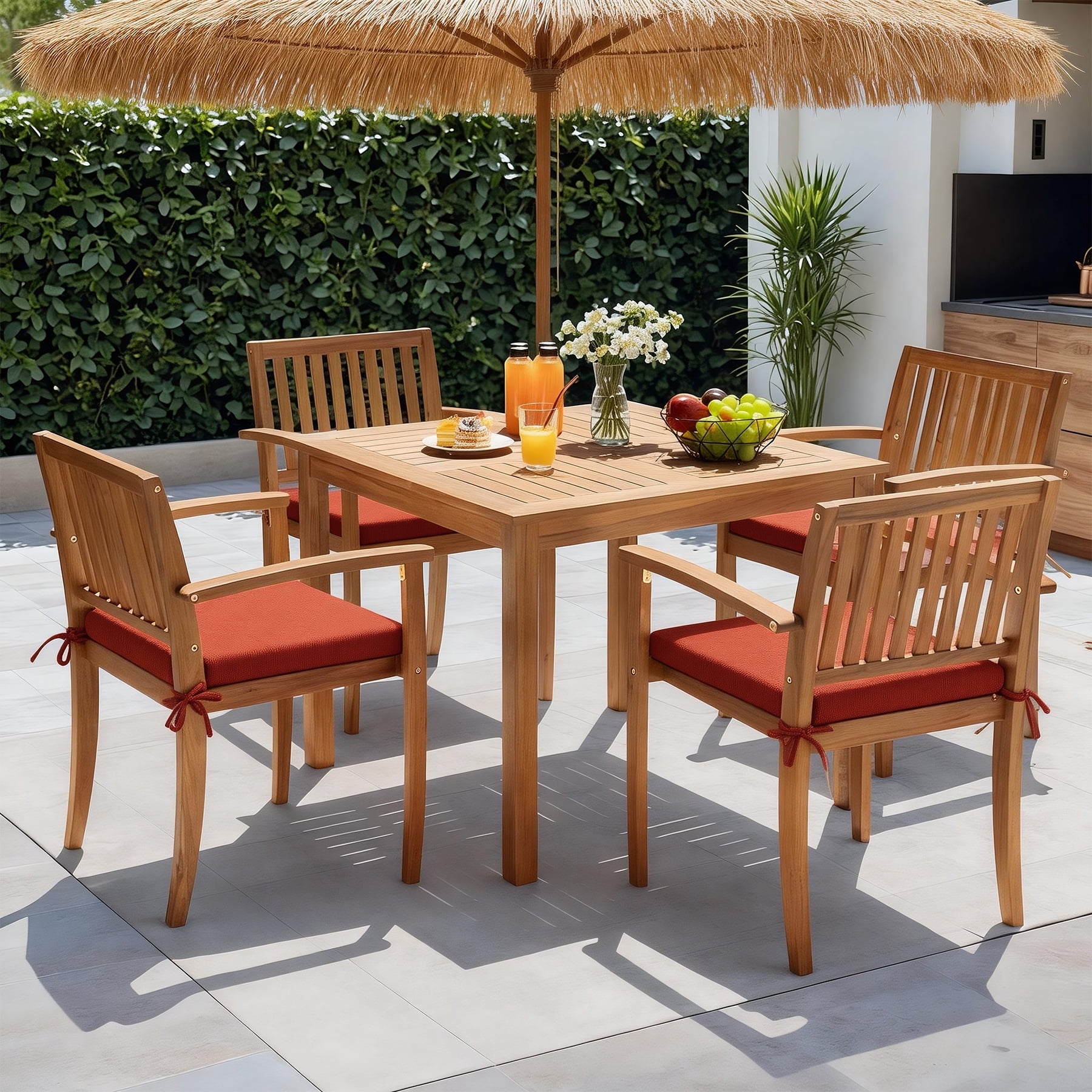 Goodgoods 20" x 20" Outdoor Chair Cushions Set of 2, 30D Foam Water & Fade Resistant, Henna