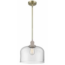 Innovations Lighting Franklin Restoration Bell - 1 Light 12" Stem Hung Mini Pendant Antique Brass/Clear