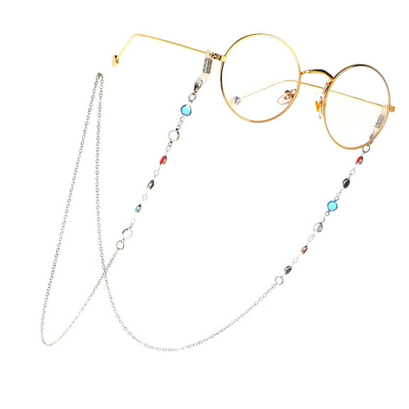 Masteelf Silver Eyeglass Chain for Glasses Holder Strap with Glass and Copper Material Ideal for Sports and Daily Use 70 Characters