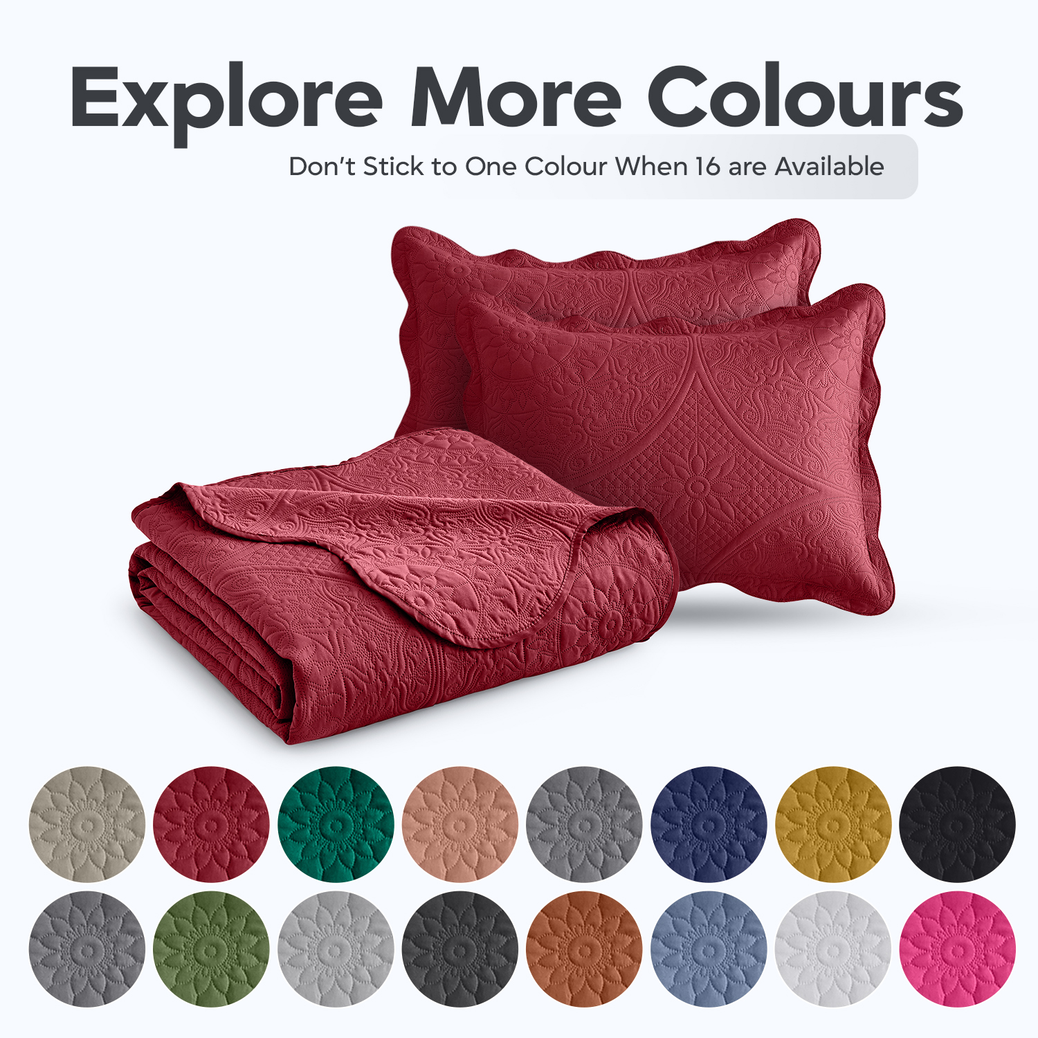 Ameha 3 Piece Reversible Quilt Set Ultra Soft Floral Coverlet Microfiber Bedding Set King Burgundy All Season