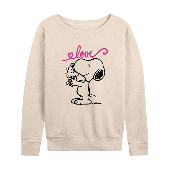 Peanuts - Love Snoopy and Woodstock - Women's French Terry Long Sleeve Pullover